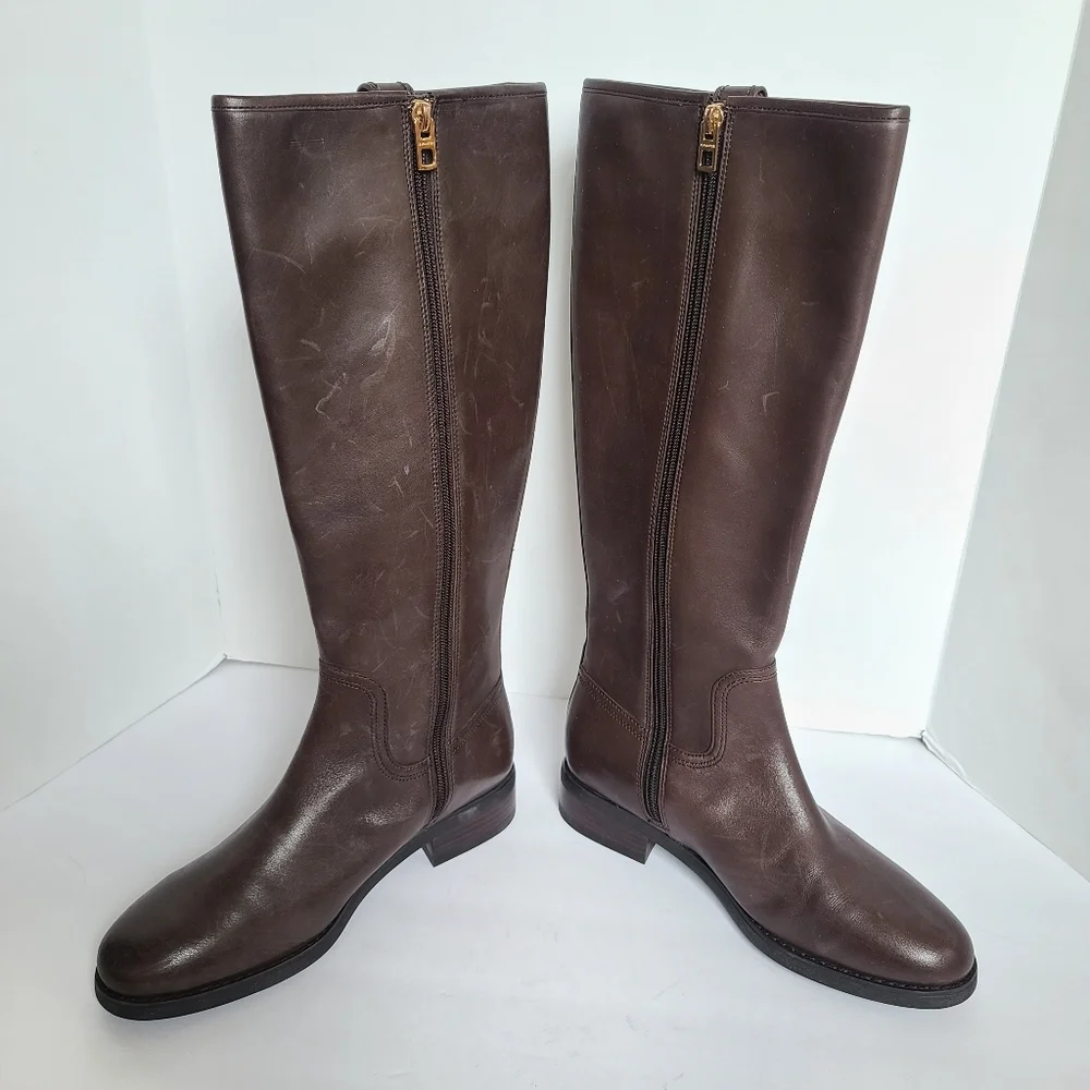 Coach | Easton Semi Matte Calf Riding Boots in Chestnut Size 7